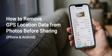 iPhone screenshot showing how to remove GPS location data from photos in EXIF metadata